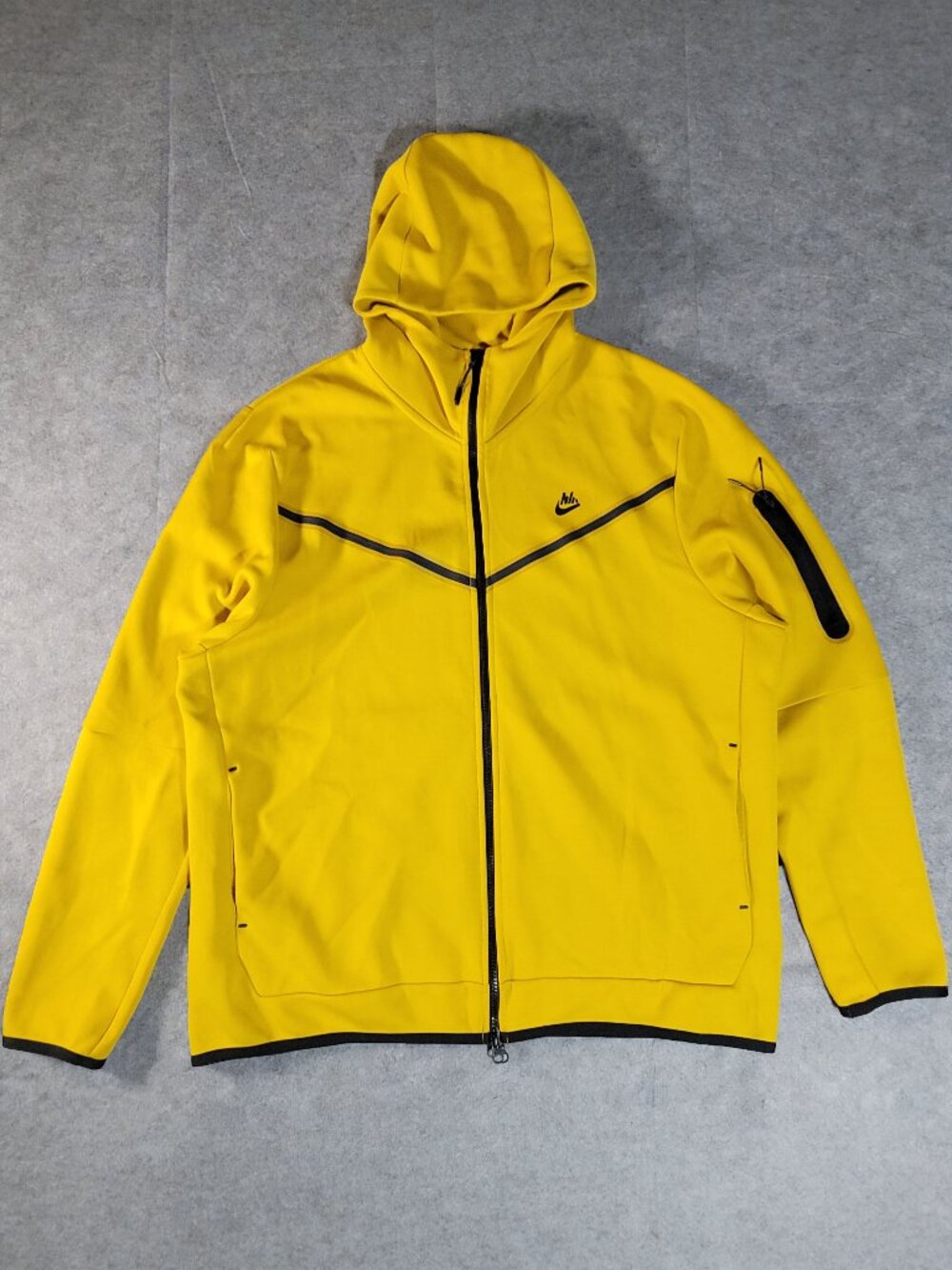 Nike Tech Fleece Full-Zip Hoodie Dark Sulfur Yellow Black Men's XXL